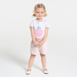 شورت من قماش خفيف وردي اللون بخصر عالي للطفلة الرضيعة